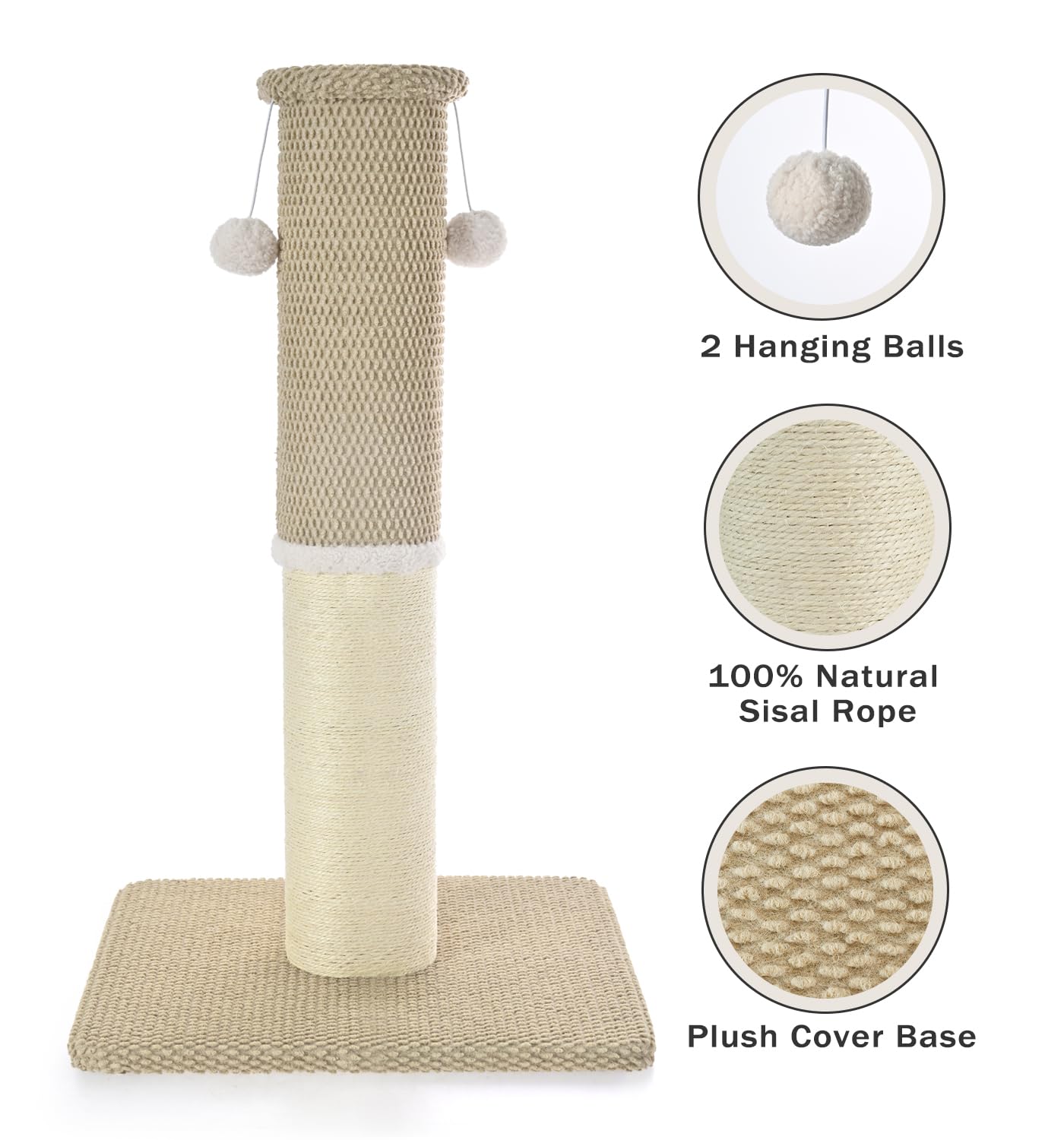Made4Pets Tall Cat Scratching Post, Heavy Duty and Thicker Posts