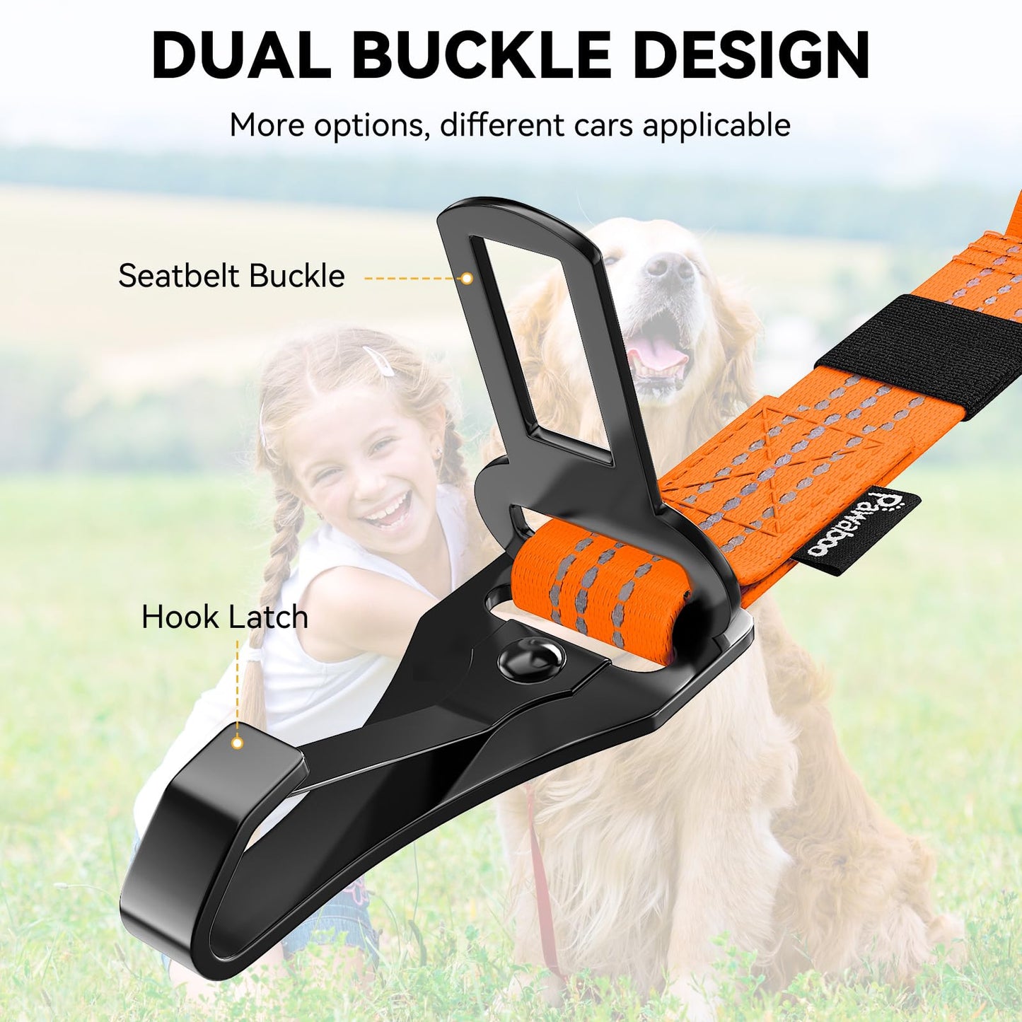 Pawaboo 2Pack Dog Seatbelt for Car, 3-in-1 Dog Car Seat Belt Seat