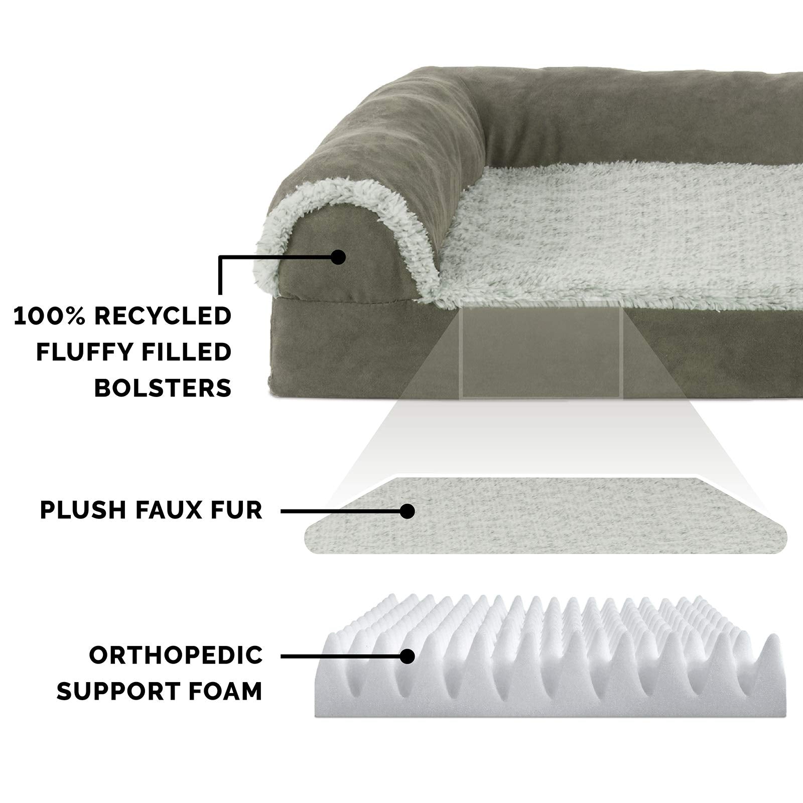 Furhaven Orthopedic Dog Bed for Large/Medium Dogs w/ Removable Bed