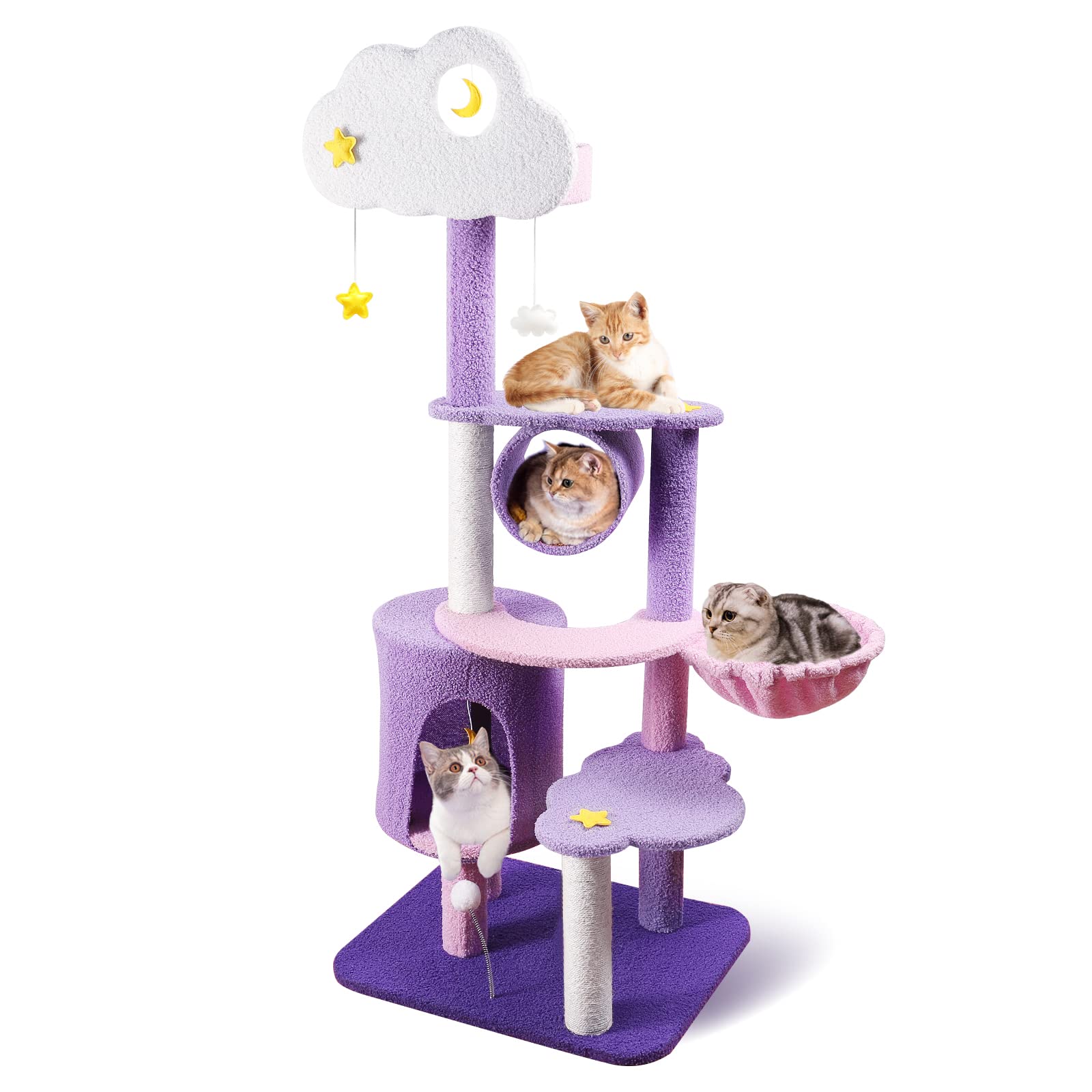 Lucky Monet Cat Tree for Indoor Cats, Multi-Level Cat Tower Ball