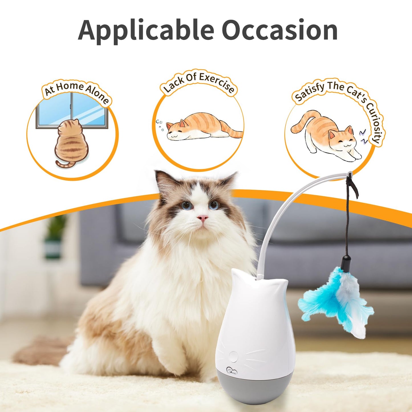DOEL Cat Toys Interactive for Indoor, Rechargeable Automatic Wand