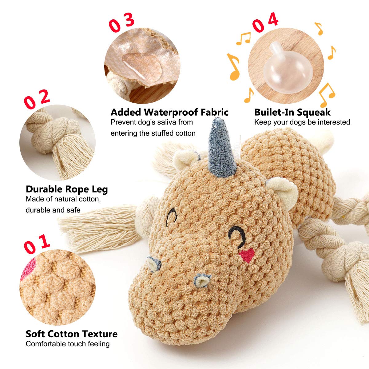 Sedioso Large Dog Toys, Cute Squeaky Dog Toy, Stuffed Animal Plush