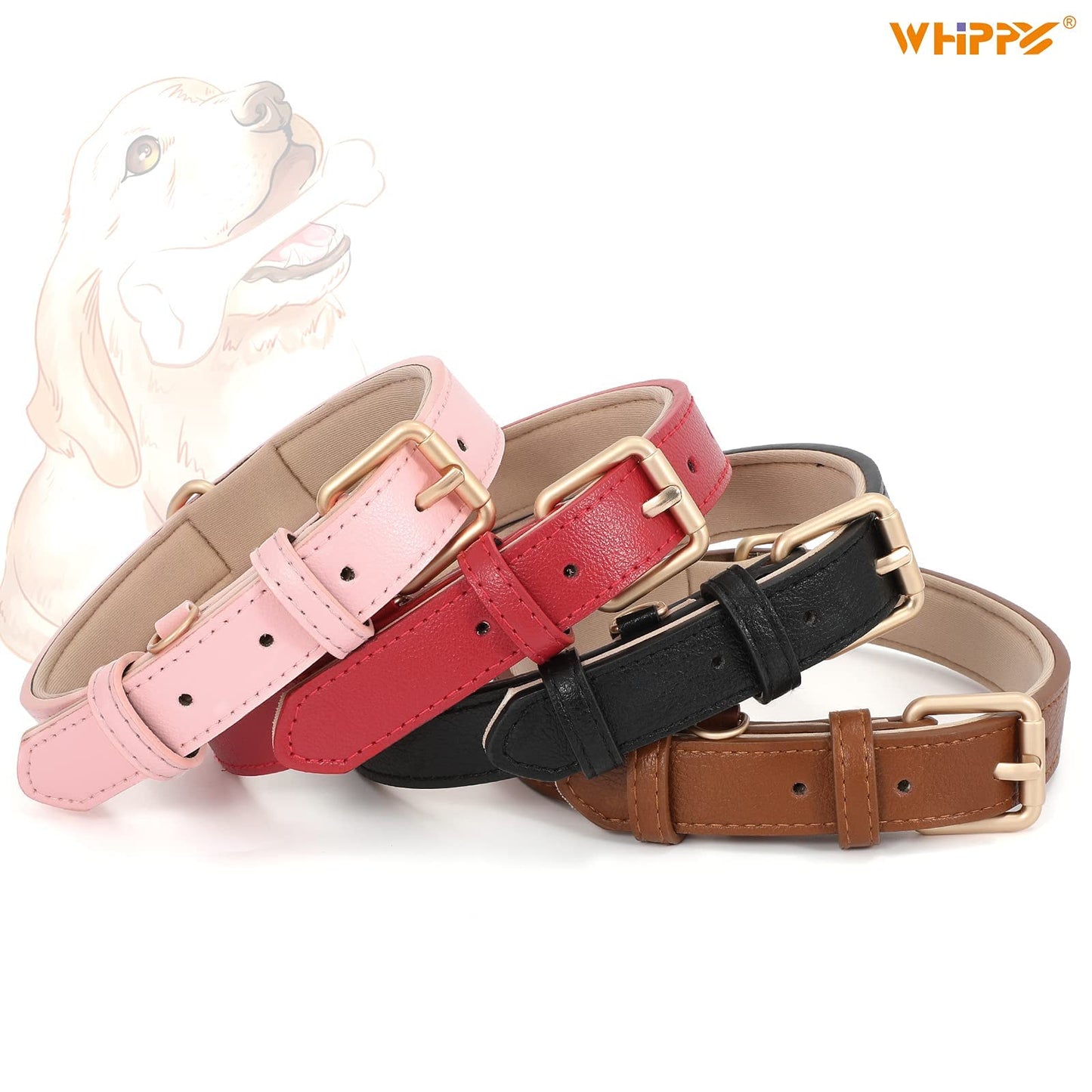 WHIPPY Airtag Leather Dog Collar GPS Tracker Air Tag Puppy Collar