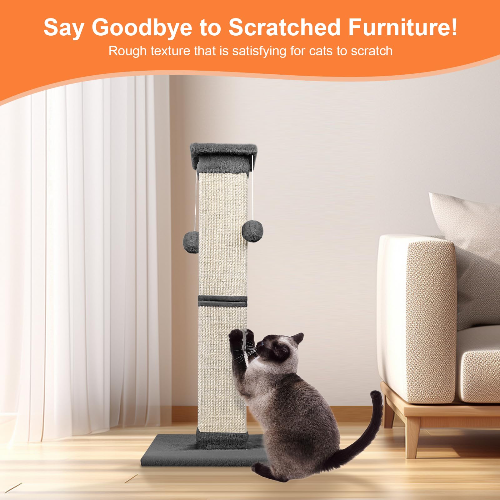 Cat Scratching Post Nature Sisal Scratch Post for Indoor Scratcher
