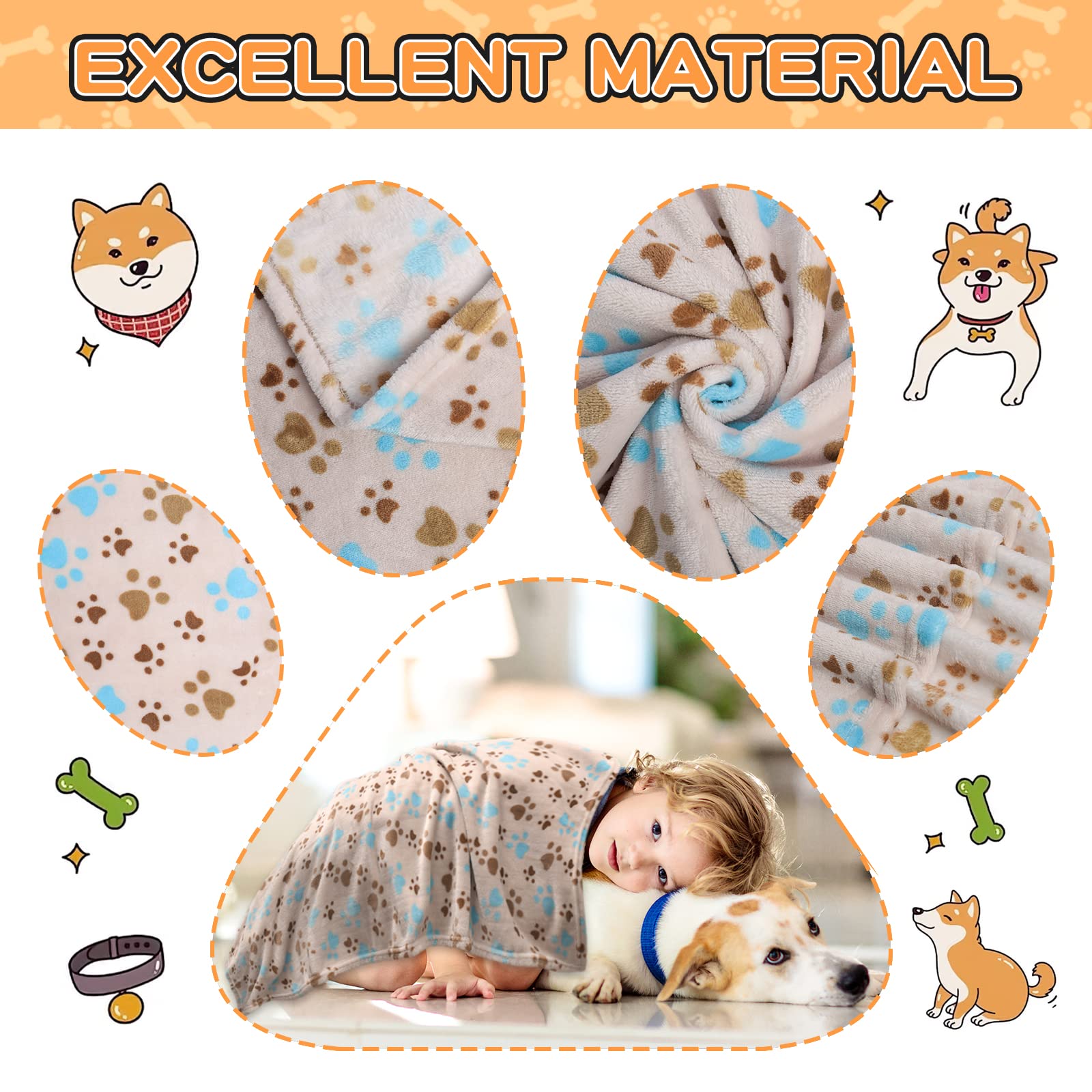 Rezutan Dog Blanket for Large Dogs, Upgraded 3 Pack Dog Cat Crate