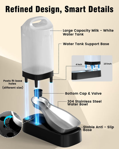 Automatic Dog Water Bowl Dispenser Stainless Steel Gravity Pet Bowl