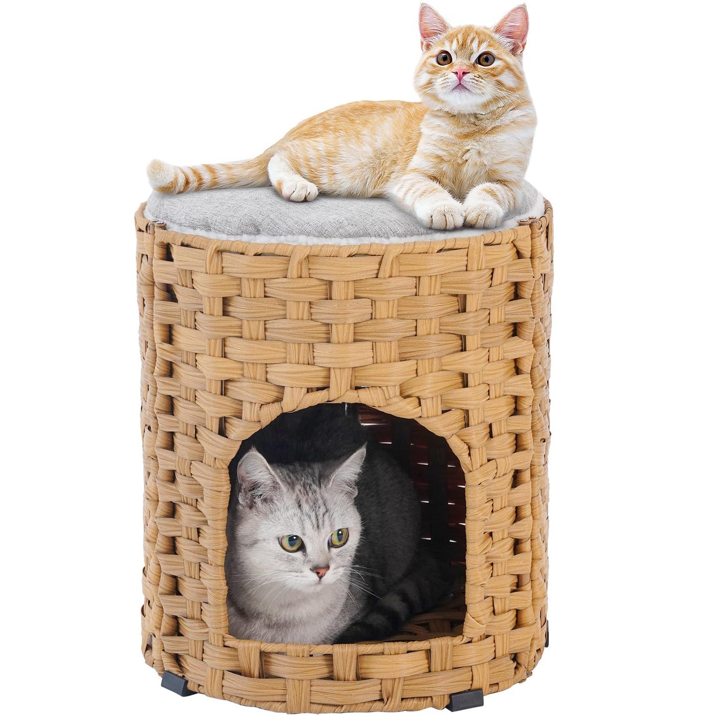 SETVSON Cat House for Indoor Cat, Small Cat Houses Handwoven PE Bed
