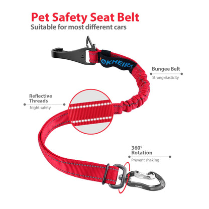 IOKHEIRA Dog Seatbelt, Updated Dog Seat Belt, Reflective Bungee Seat