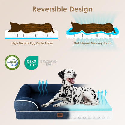 EHEYCIGA Egg-Crate Memory Foam Dog Bed, Waterproof, Large Capacity Bed