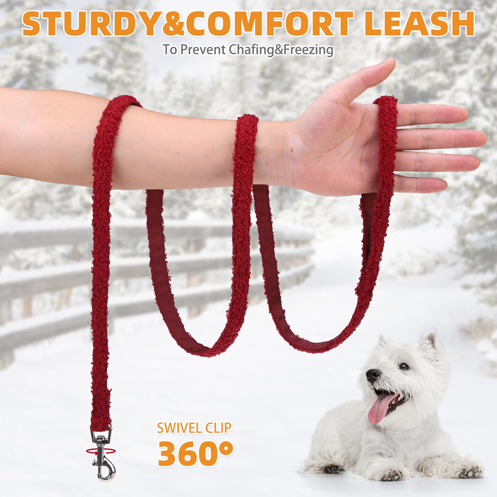 KOOLTAIL Christmas Plush Small Dog Harness and Leash Set, Warm Set