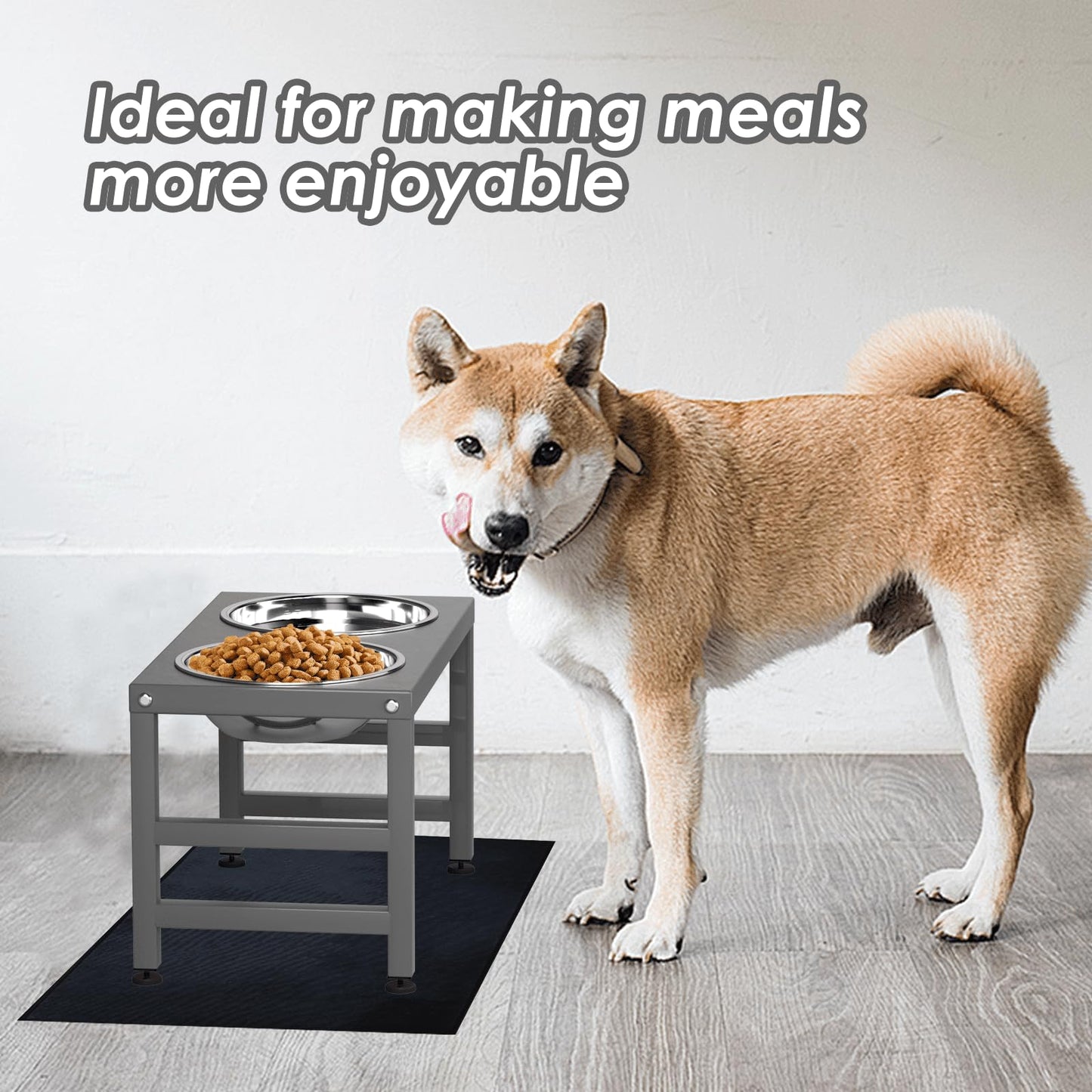 ADENGL Metal Raised Dog Bowl, 10" Height Tall Elevate Dog Feeder Mat