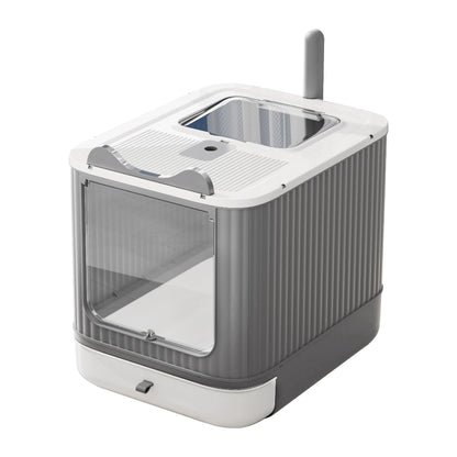 Upgraded Fully Enclosed Cat Litter Box with Lid, Covered Cat Box