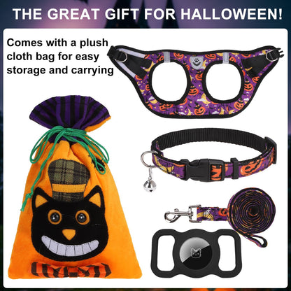 EXPAWLORER Halloween Puppy Harness Dog Collar and Leash Soft Collar