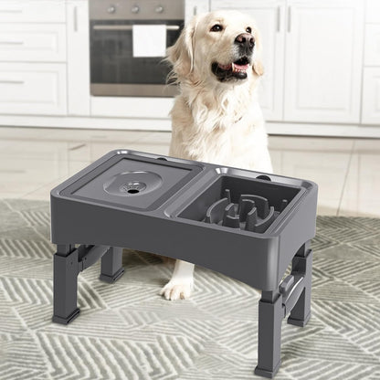 UPSKY 2-in-1 Elevated Dog Bowls Slow Feeder, 4 Height Adjustable Bowl