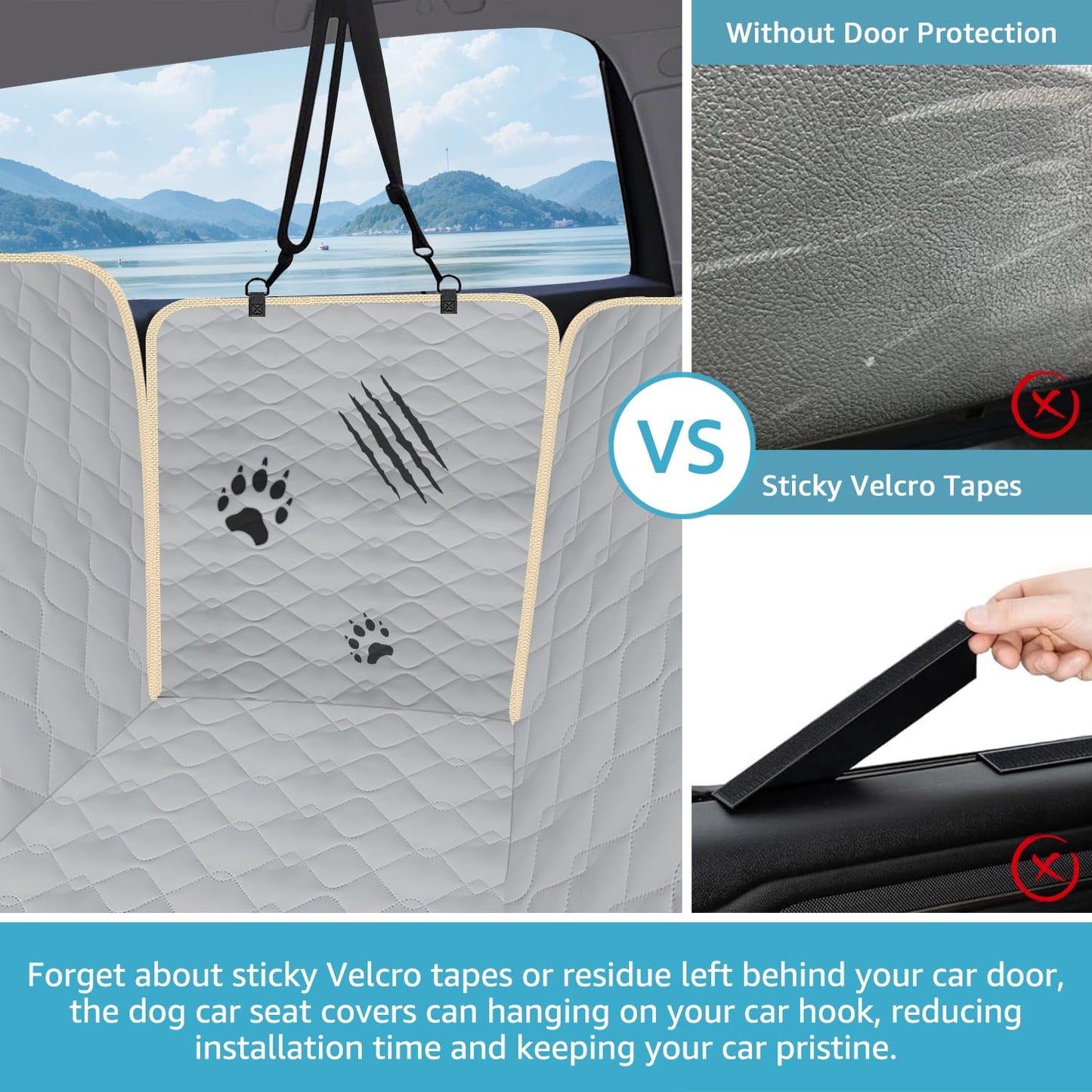 Lassie Dog Car Seat Covers for Back Seat with 2 Seat Belts, Seat