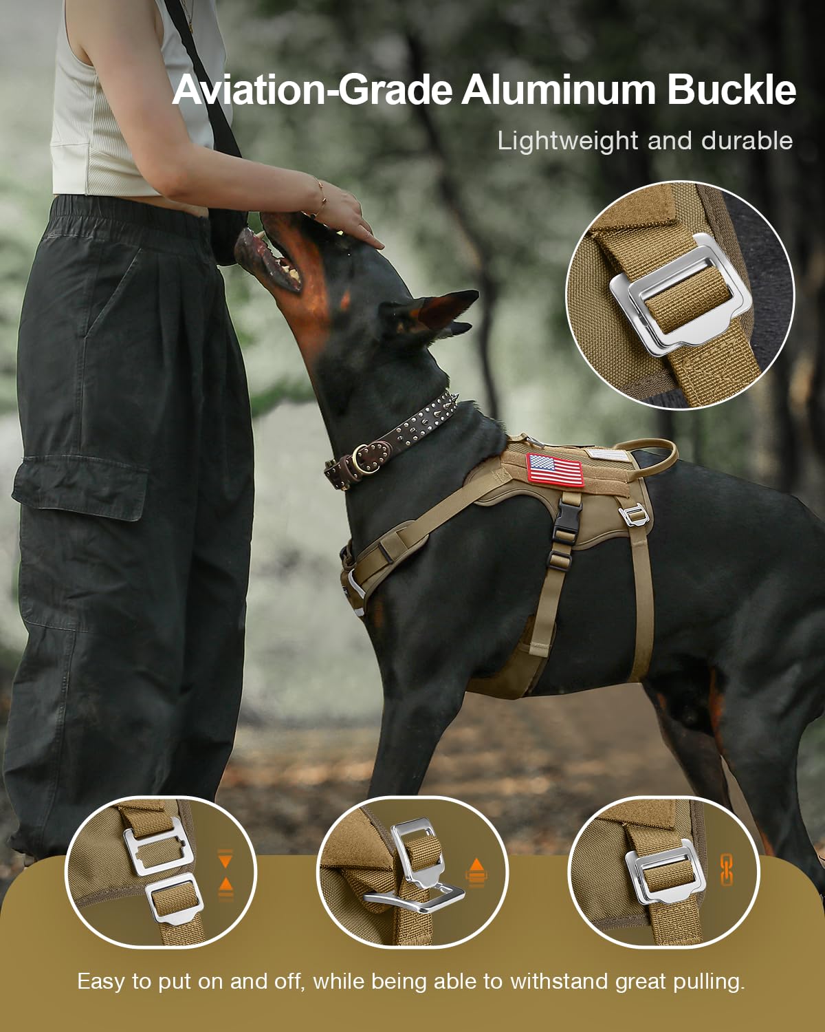 FAYOGOO Tactical Dog Harness for Small and Medium Breed Mesh Harness