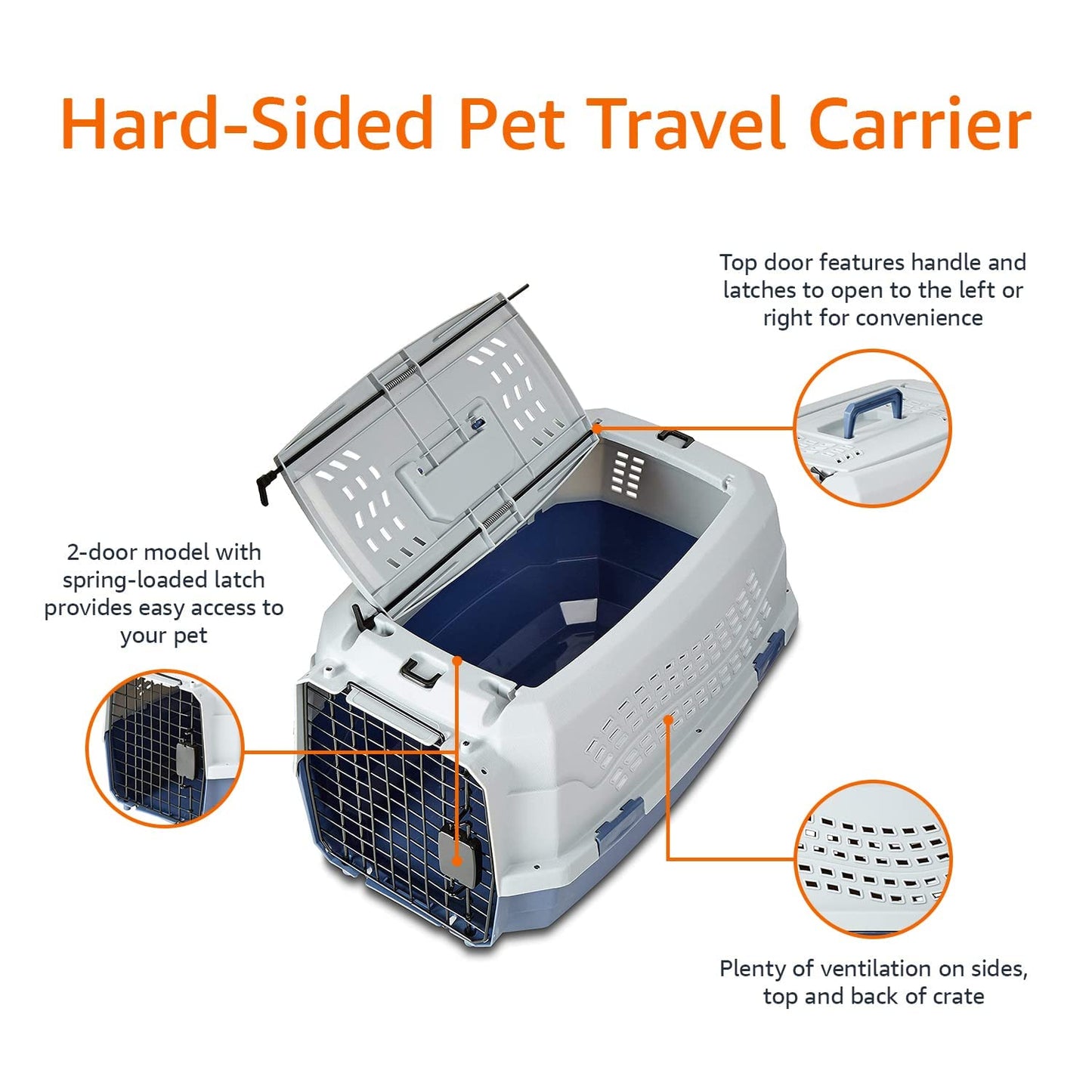 Amazon Basics Sturdy Portable 2-Door Top-Load Hard-Sided Pet Carrier
