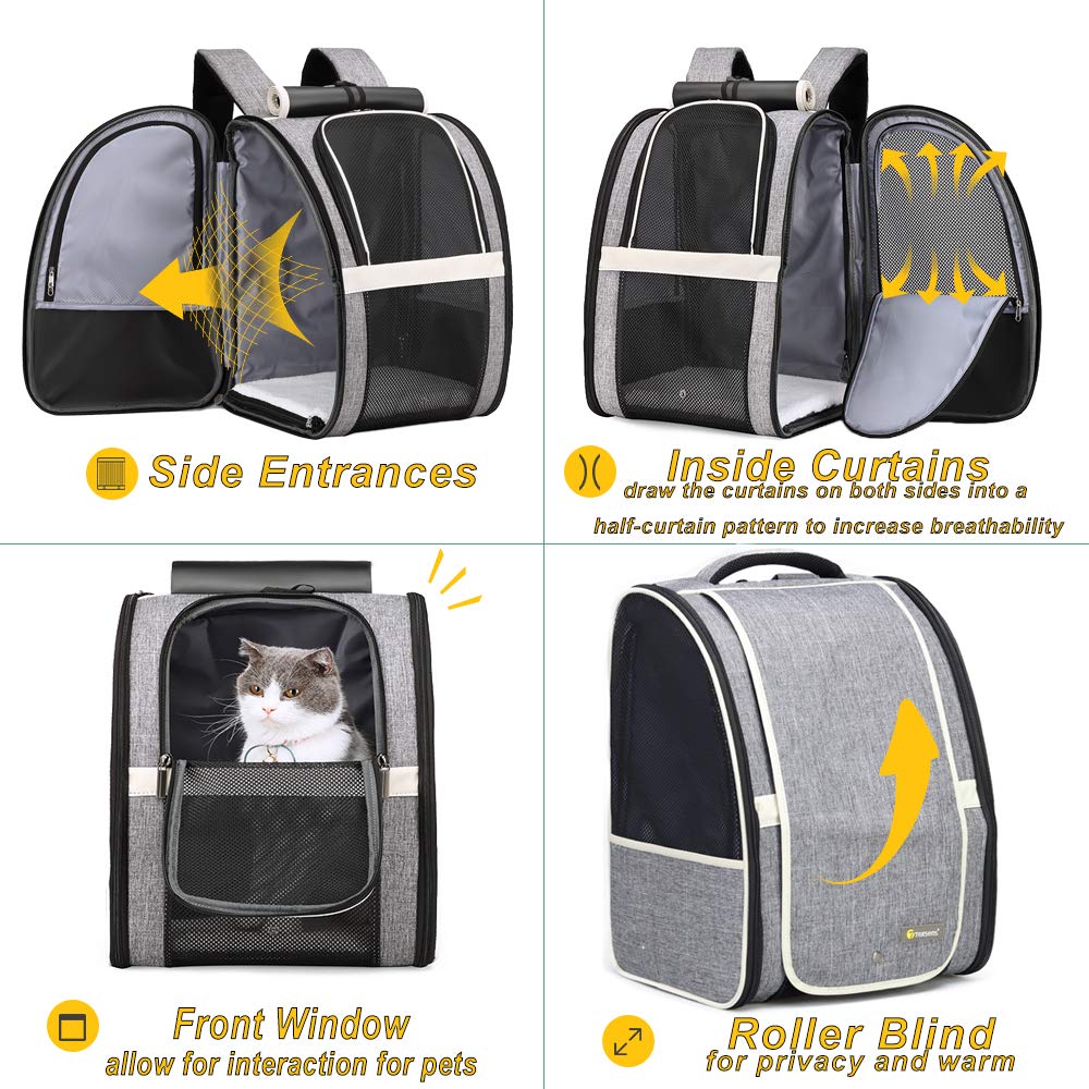 Texsens Pet Carrier Backpack with Window Blind Carrier