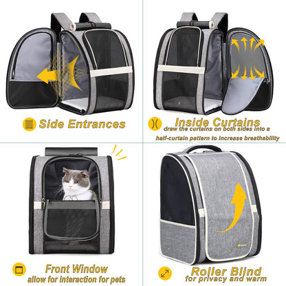 Texsens Pet Carrier Backpack with Window Blind Carrier