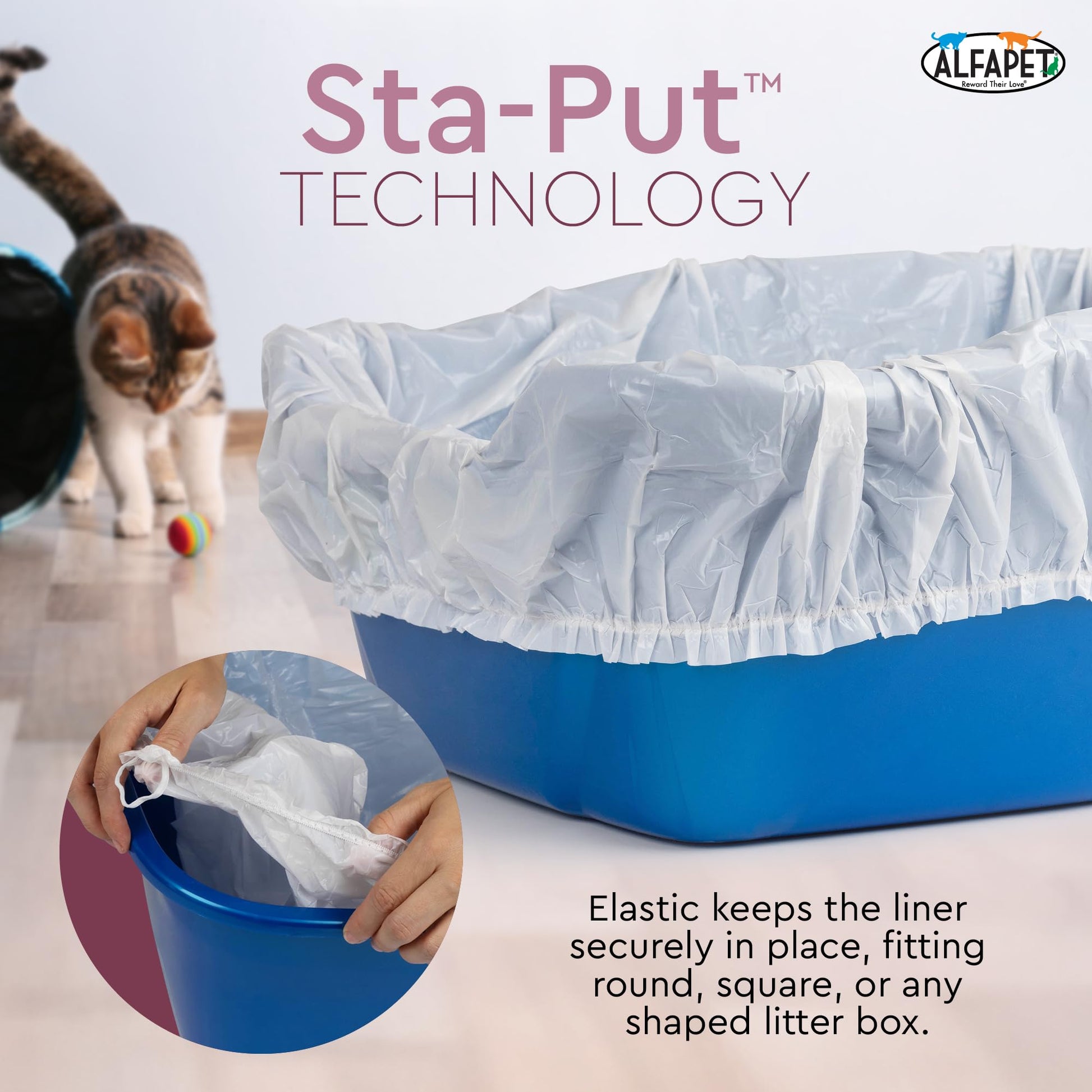 Alfapet Cat Litter box liner Disposable, Elastic Liners- Box