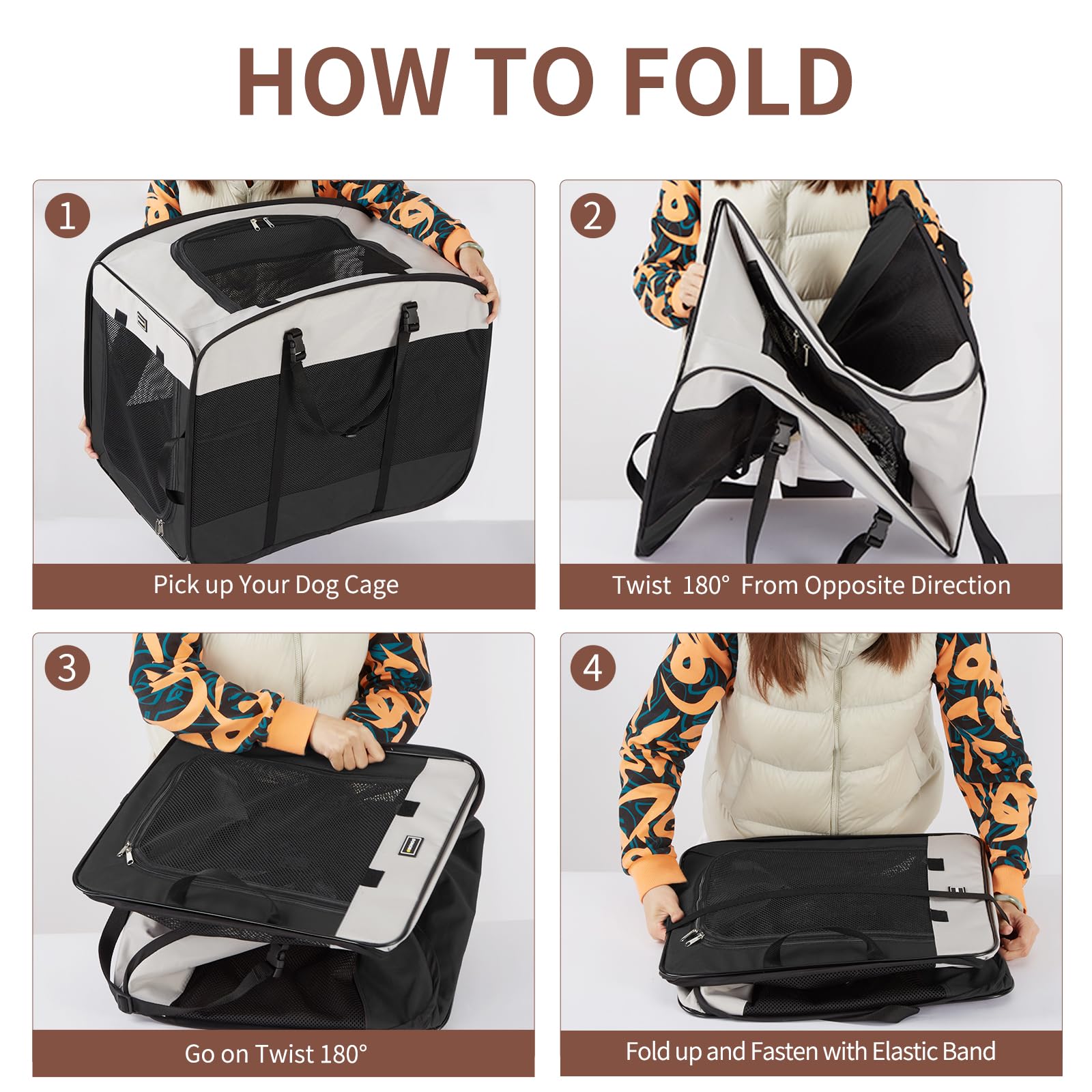 DONORO Dog Kennels and Crates for Medium Dogs, Portable Pop Up Bag