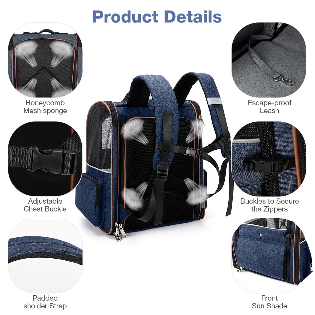 Lekebobor Large Cat Backpack Carrier Expandable Pet Carrier Backpack