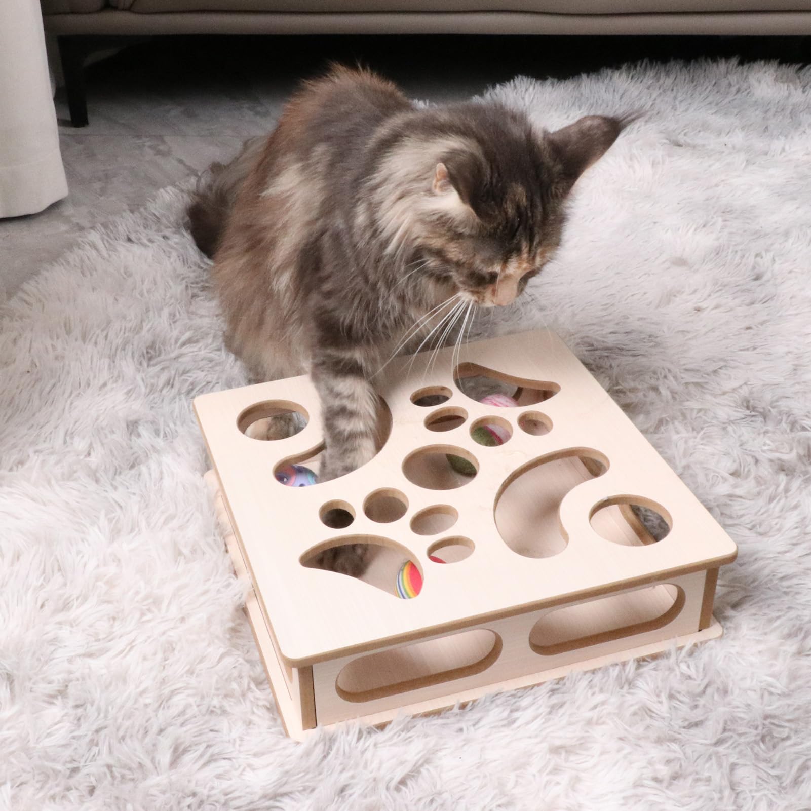 DI BI GRAMAS Cat Interactive Box Puzzle Toy with 3 Small Balls Balls
