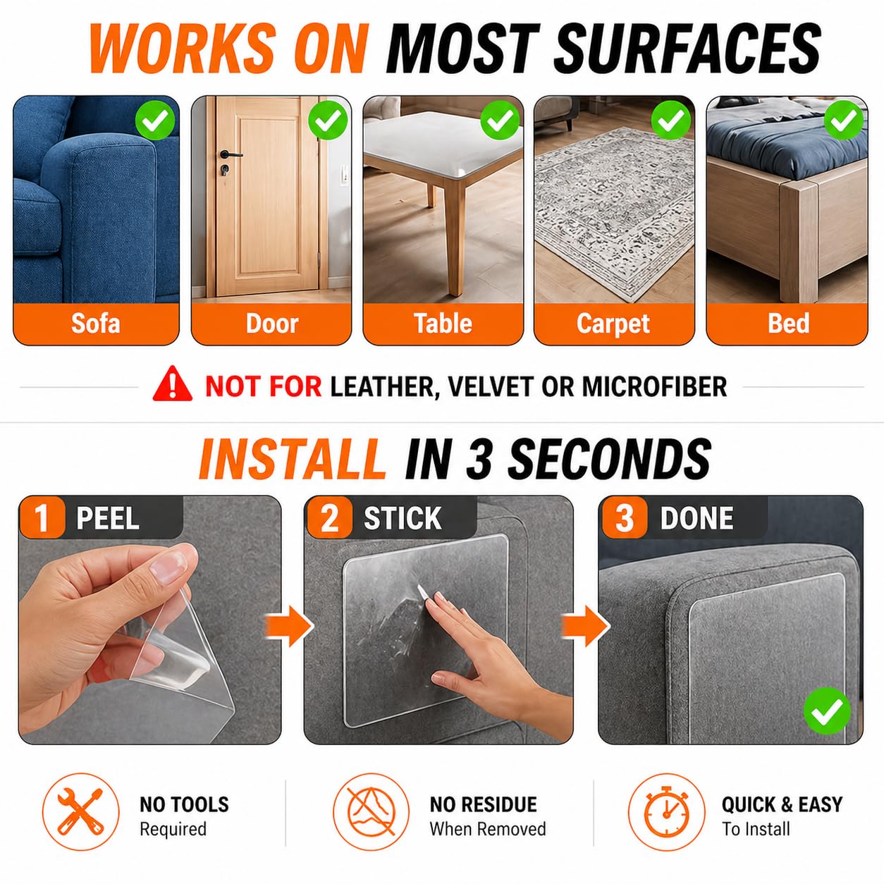 Cat Scratch Furniture Protector 12-Pack [Non-Reflective] Furniture
