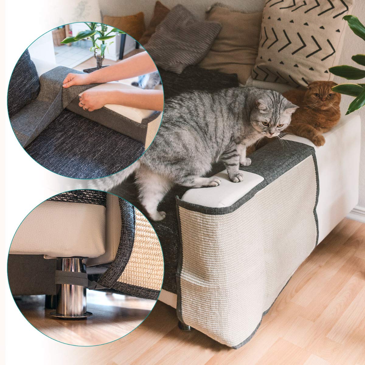 Navaris Cat Scratch Mat Natural Sisal Furniture Protector Mat