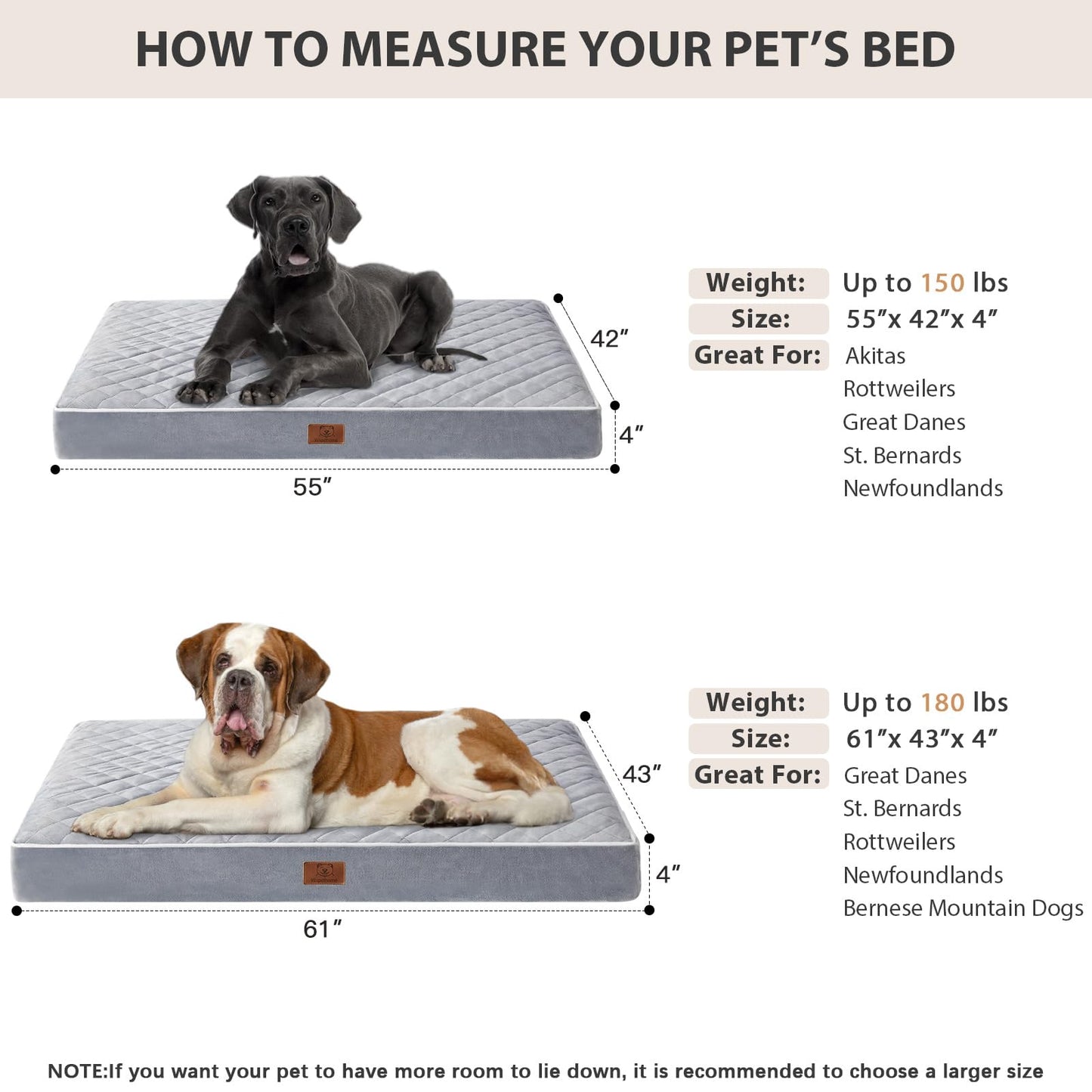 WNPETHOME Orthopedic Giant Dog Beds Large Sized Dog, Waterproof Bed