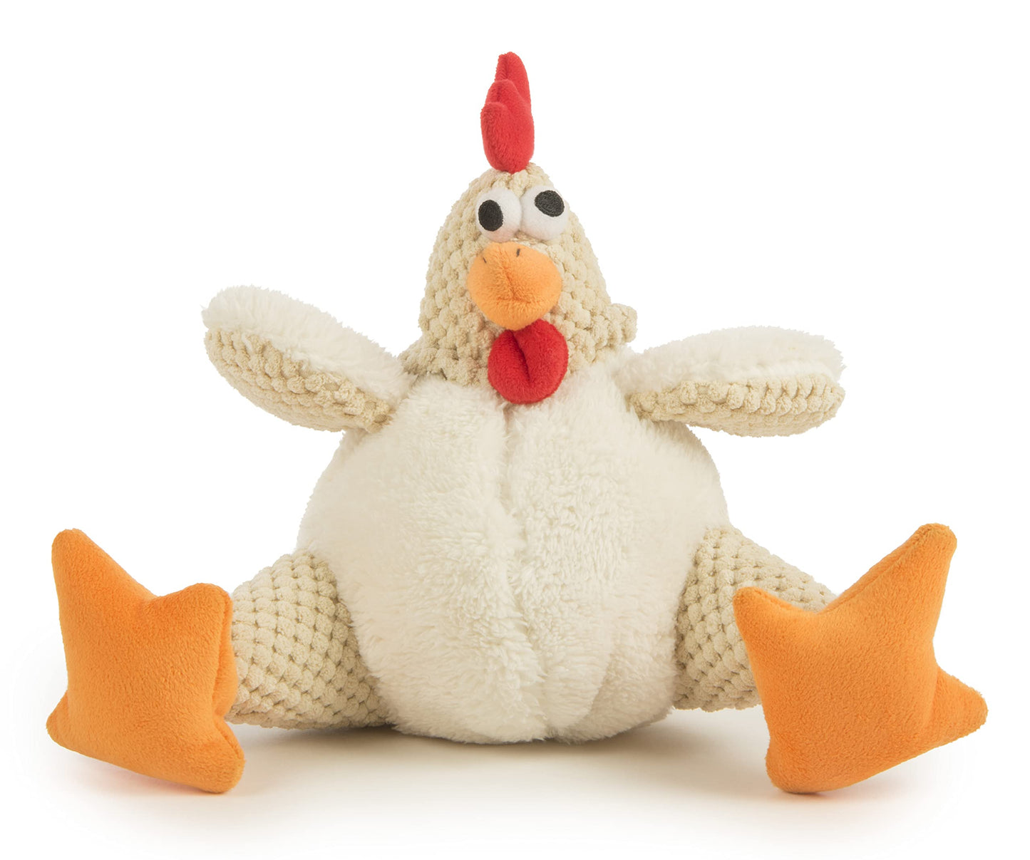 goDog Checkers Fat Rooster Squeaky Plush Dog Toy, Chew Guard Plush