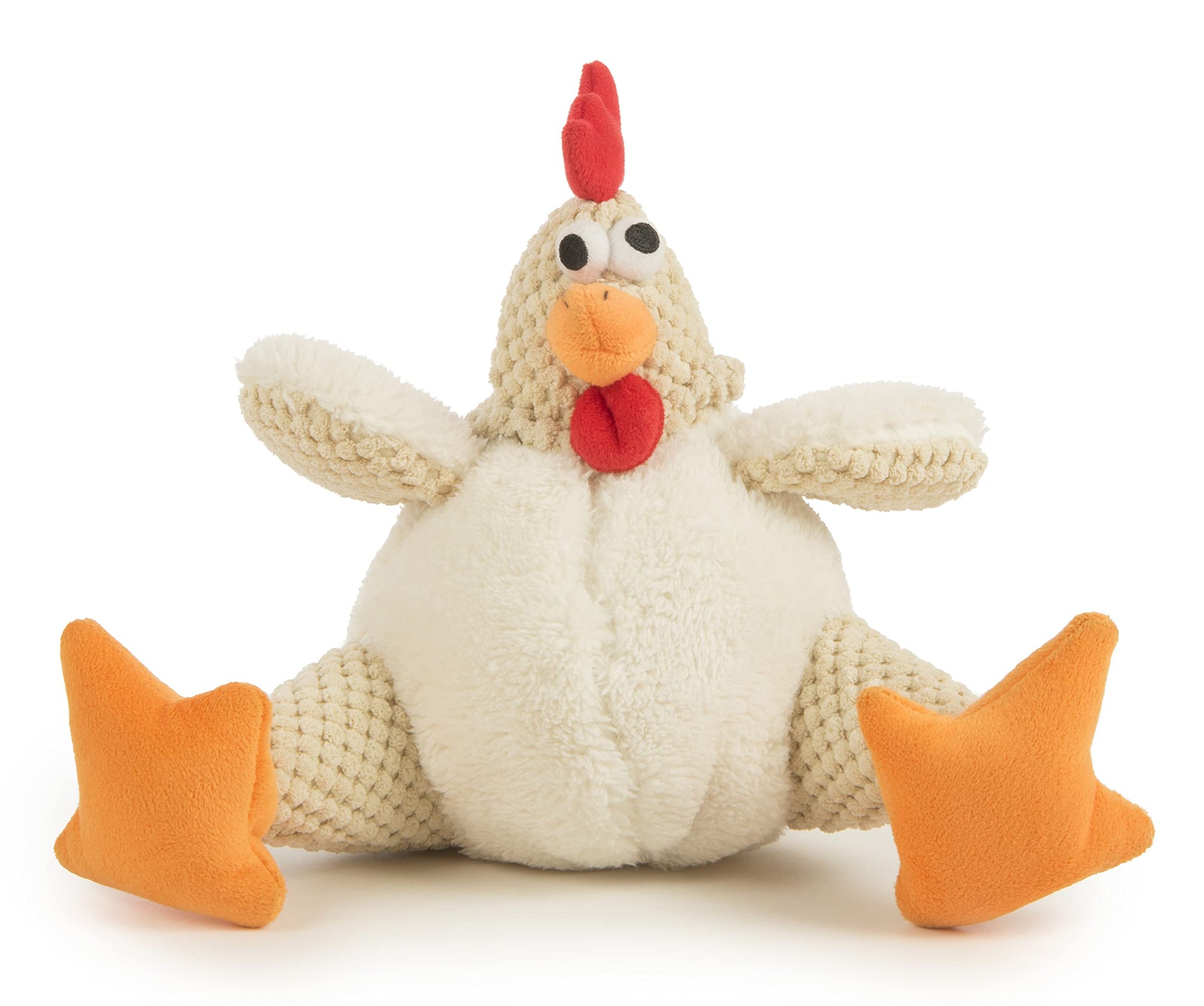 goDog Checkers Fat Rooster Squeaky Plush Dog Toy, Chew Guard Plush