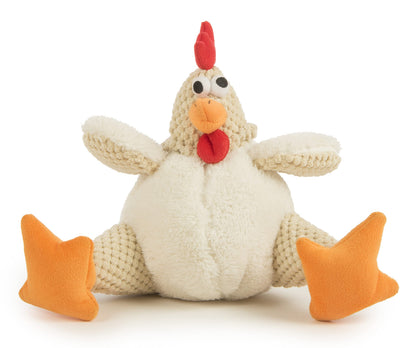 goDog Checkers Fat Rooster Squeaky Plush Dog Toy, Chew Guard Plush