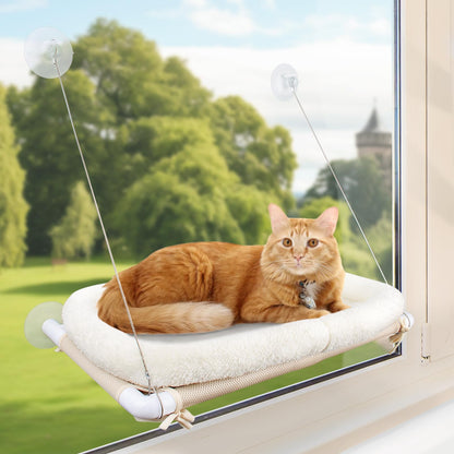 PEFUNY Fluffy Cat Window Bed for Indoor Cats Strong Suction Cup Bed
