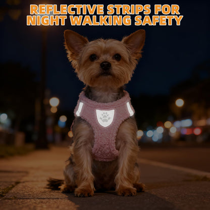 KOOLTAIL Plush Small Dog Harness and Leash Set, Warm Fleece No Set