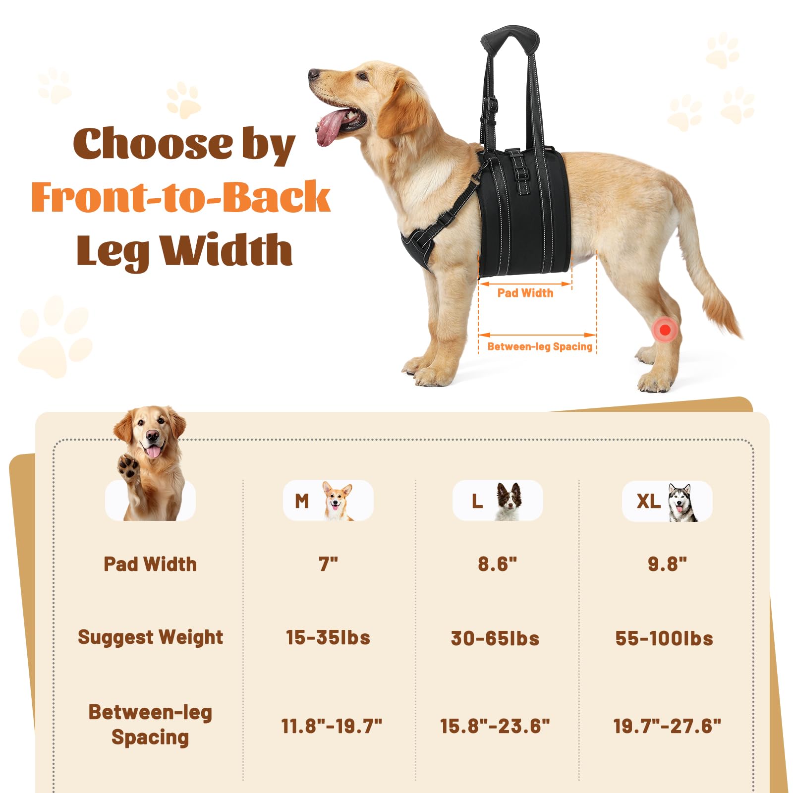 NOYAL Dog Lift Harness Sling Adjustable Pet Carrier for Senior