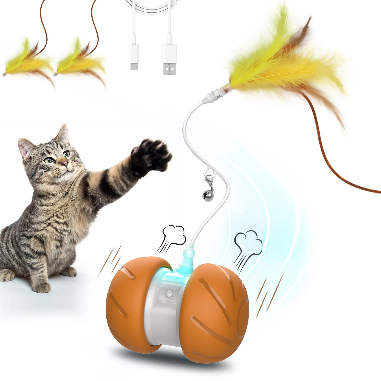 umosis Cat Toys for Bored Indoor Adult Cats,Interactive Flying Feather