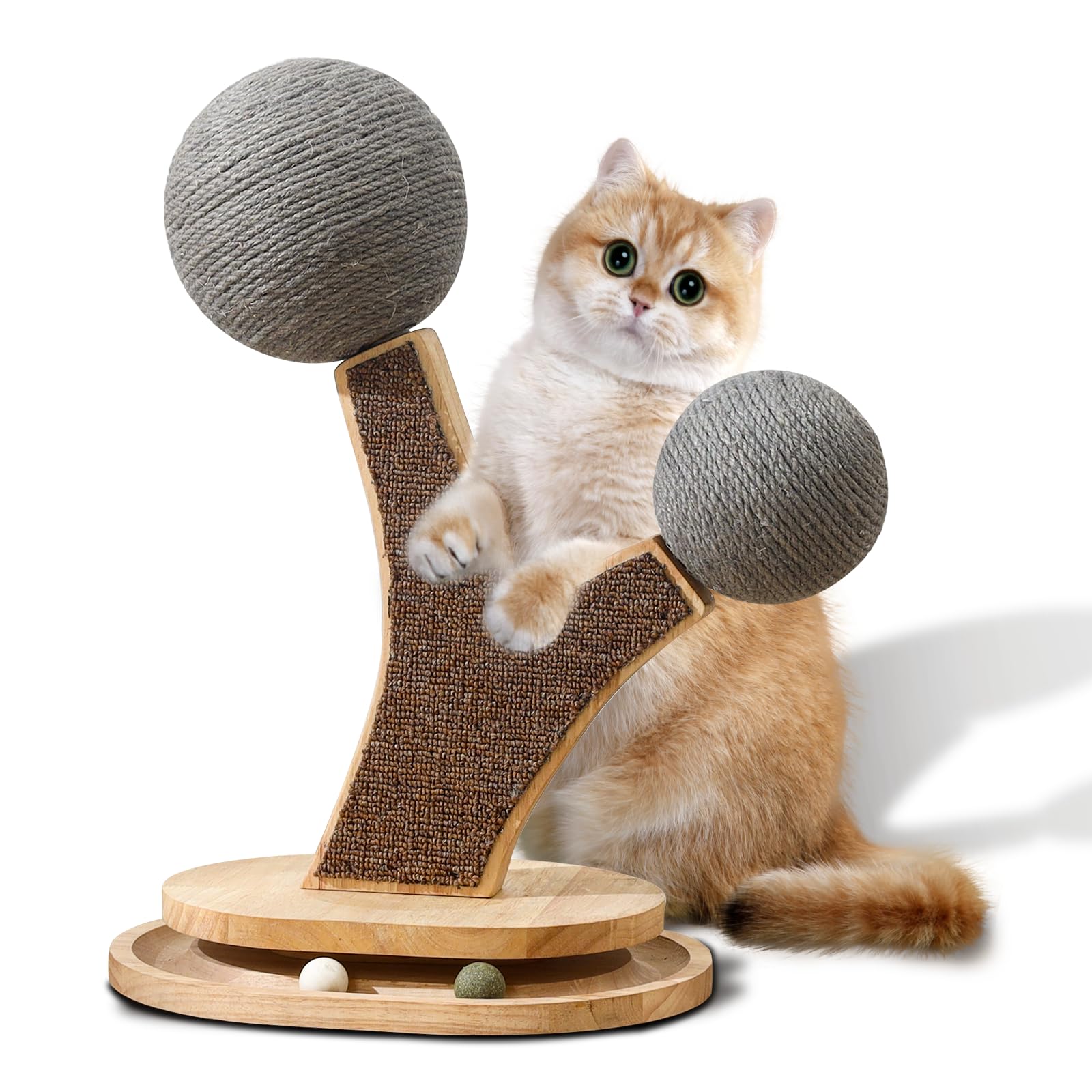 Cat Tree Cat Scratching Post with Vertical Cat Scratcher, Balls