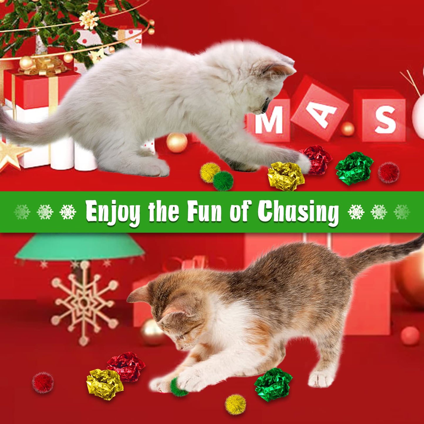 Lepawit Cat Christmas Stocking, 10 Pack Gifts for Christmas Catnip