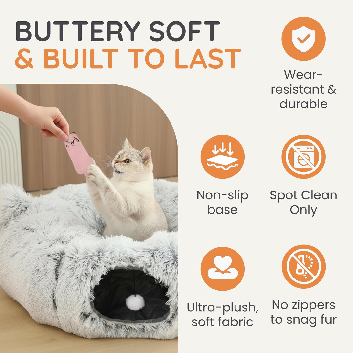 3-in-1 Cat Tunnel Bed Cat Tunnels Cat Beds for Indoor Cats with Bed