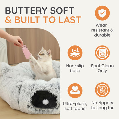 3-in-1 Cat Tunnel Bed Cat Tunnels Cat Beds for Indoor Cats with Bed