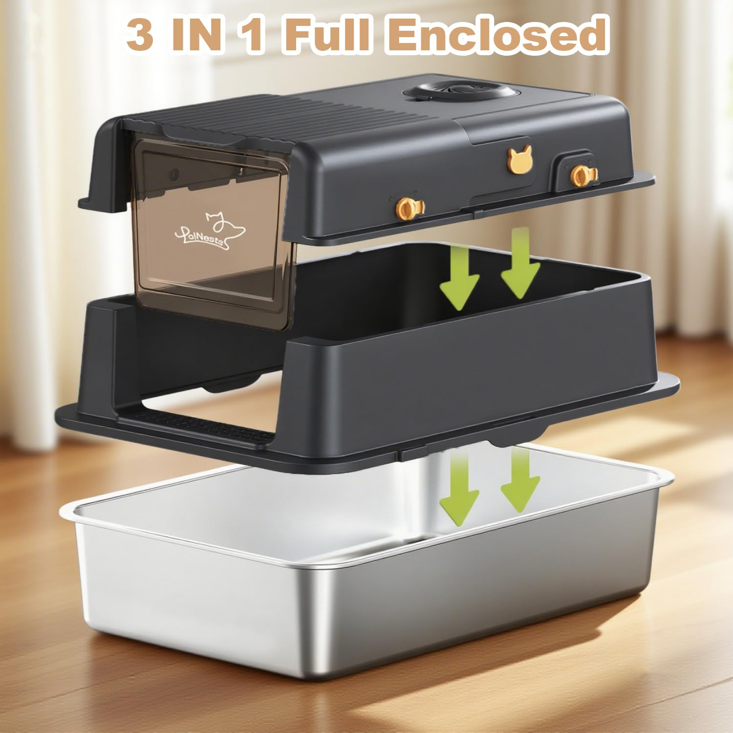 L8 Max-XXXL Stainless Steel Litter Box with Lid, 28" L x 20.5" W x Mat