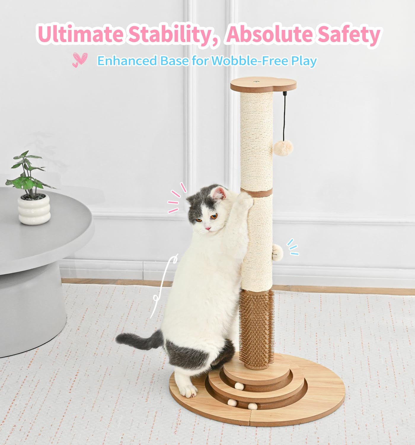 Made4Pets Cat Scratching Post Sisal Cat Scratcher Kitten Toys Tower