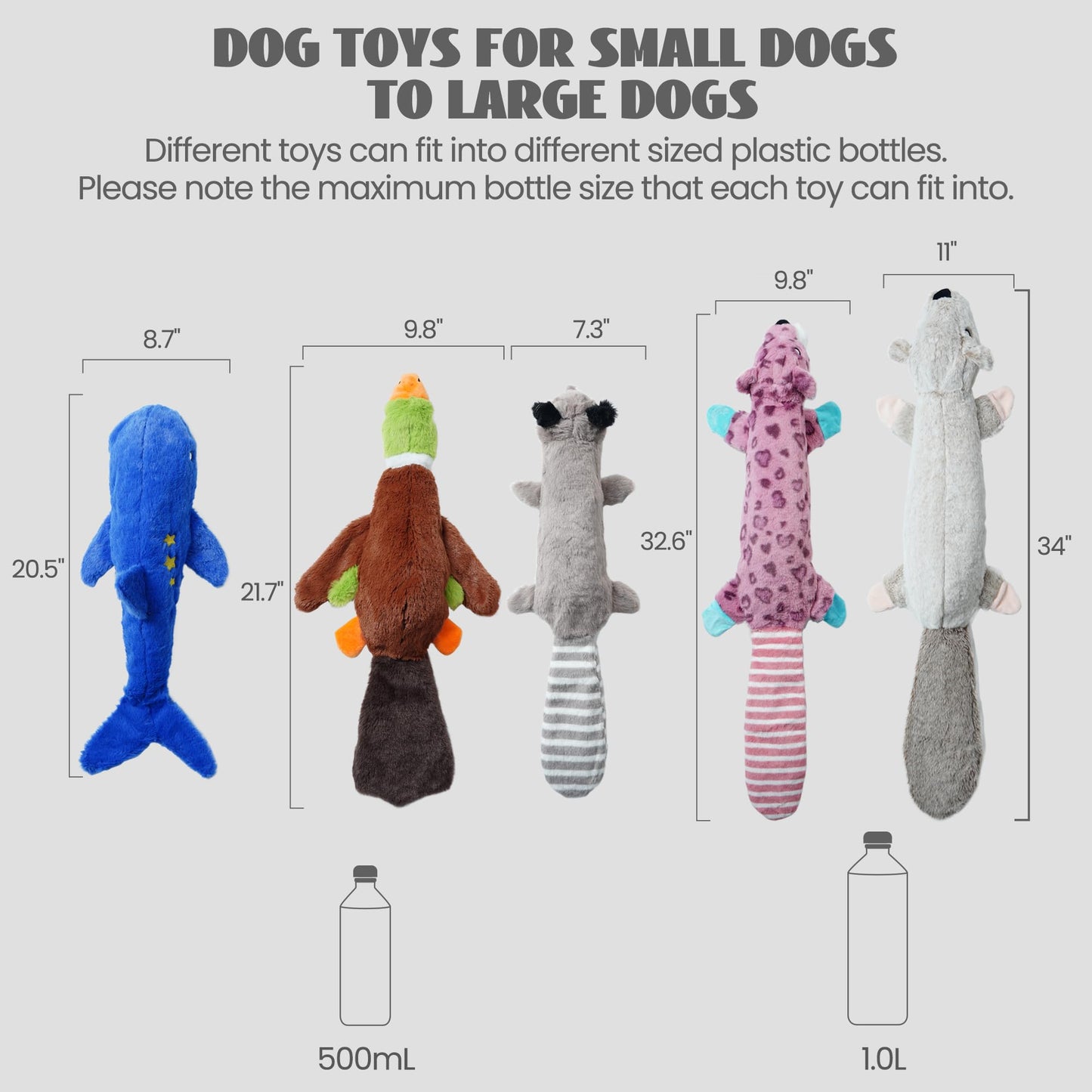 Nocciola 2-in-1 No Stuffing Crinkle Dog Toys with Soft and Toys