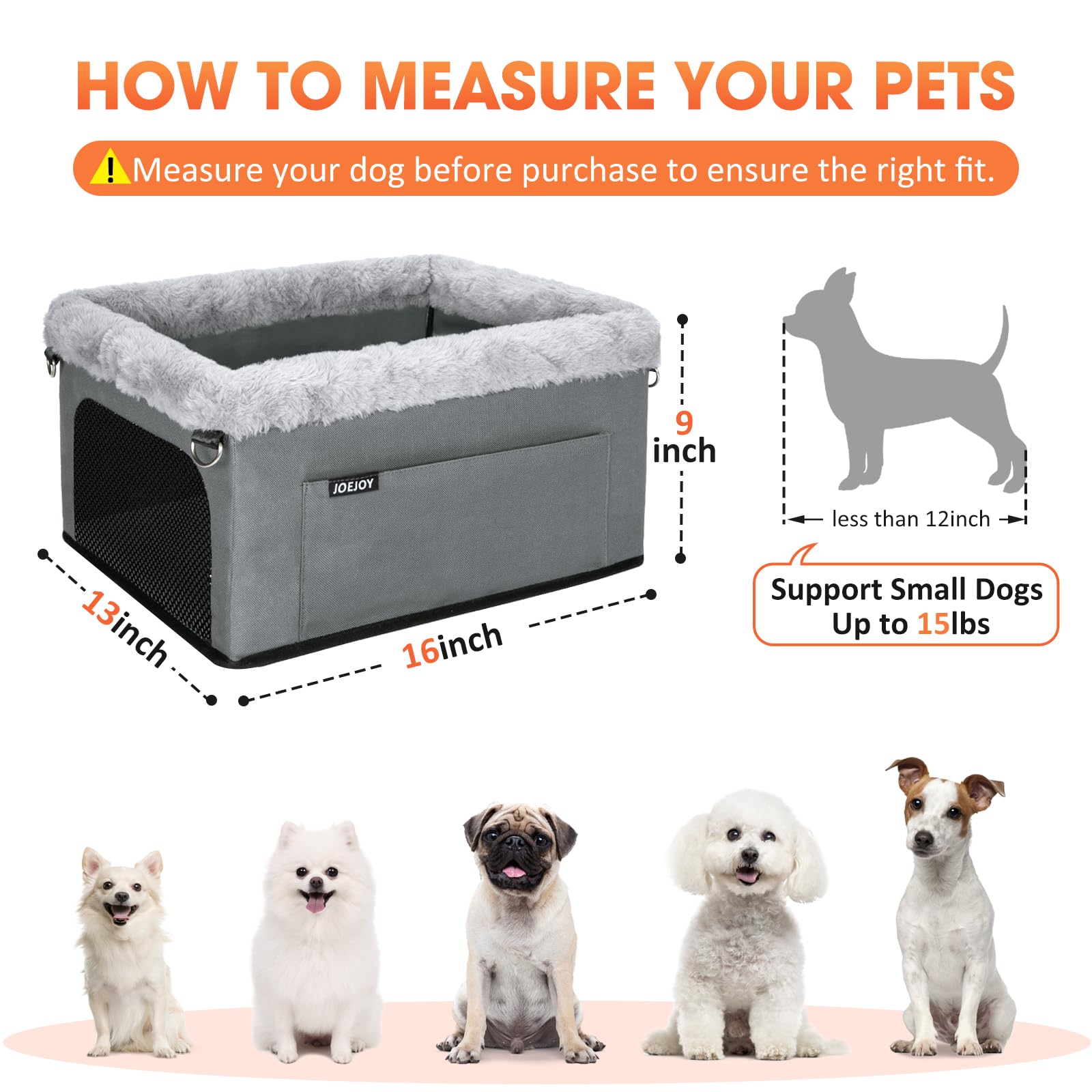 JOEJOY Deluxe Dog Booster Seat with Sturdy Metal Frame and Safety Seat