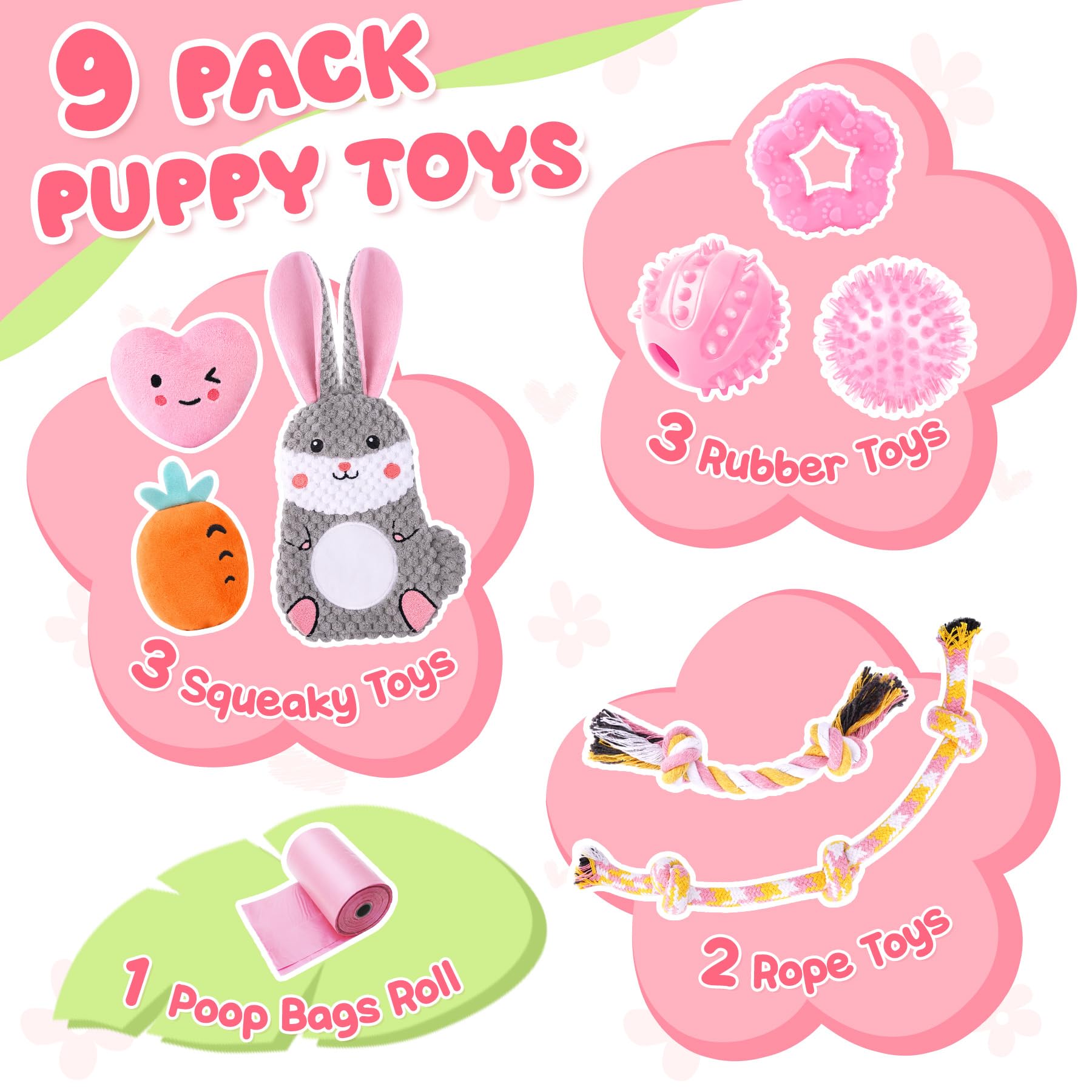 Zeaxuie Puppy Toys for Teething 9 Pack Small Dog Set With Chew