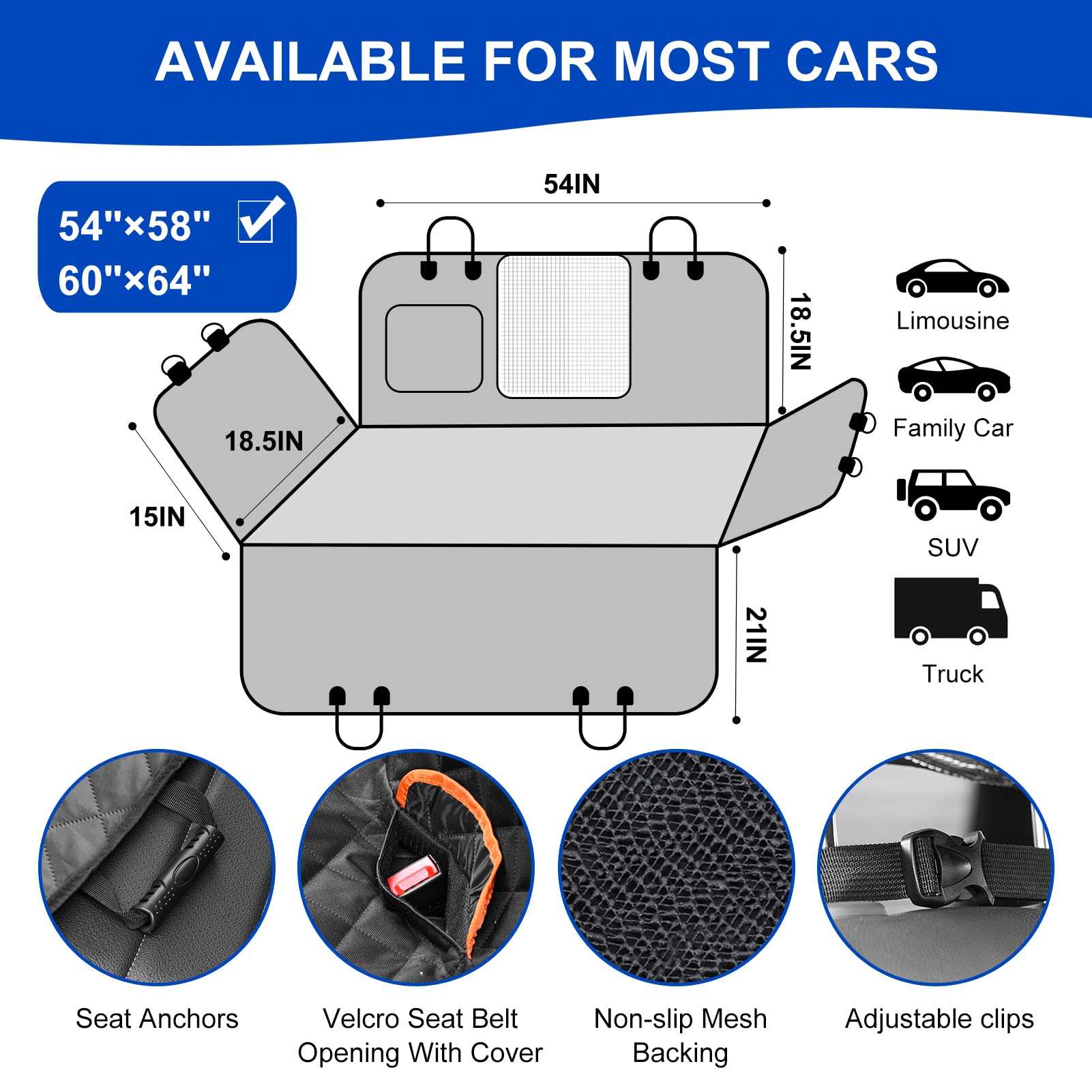 EasyHaWei Dog Car Seat Cover for Back Seat 600D Scratchproof Seat