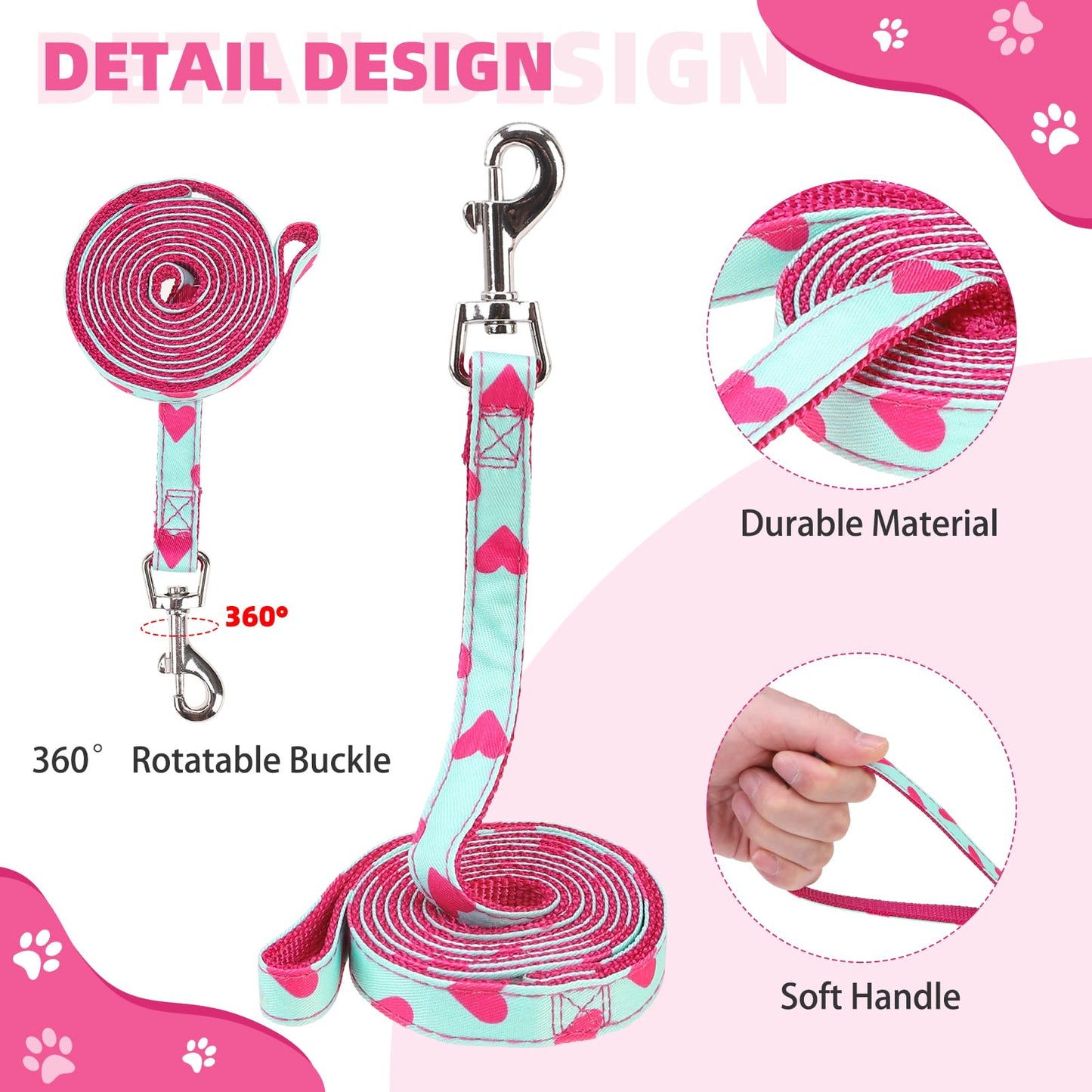 KOOLTAIL Valentines Dog Harness and Leash Set