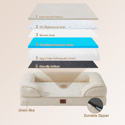 EHEYCIGA Orthopedic Dog Bed for Medium Dogs, Waterproof Memory Bed