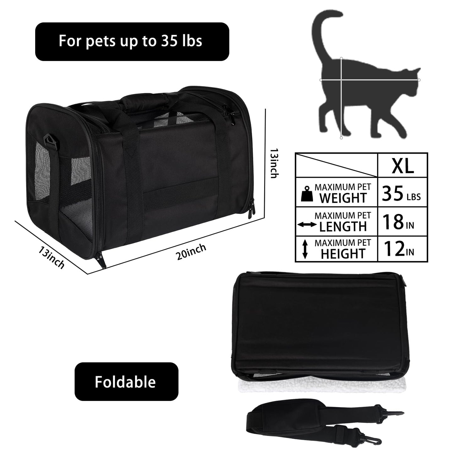Cat Carrying Case Pet Carrier Airline Approved, Protable Carrier